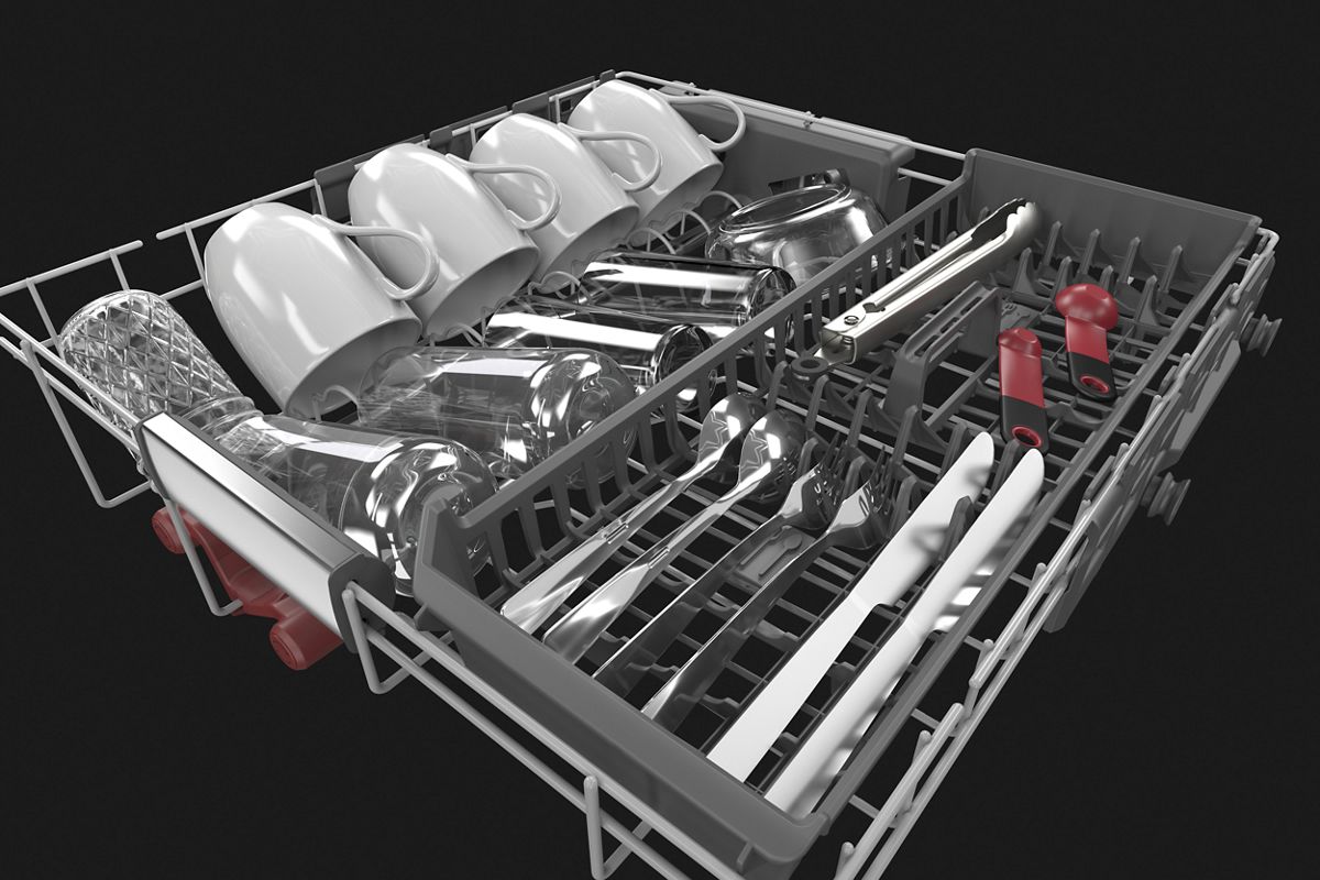 KitchenAid deep third rack with wash jets and utensil tray