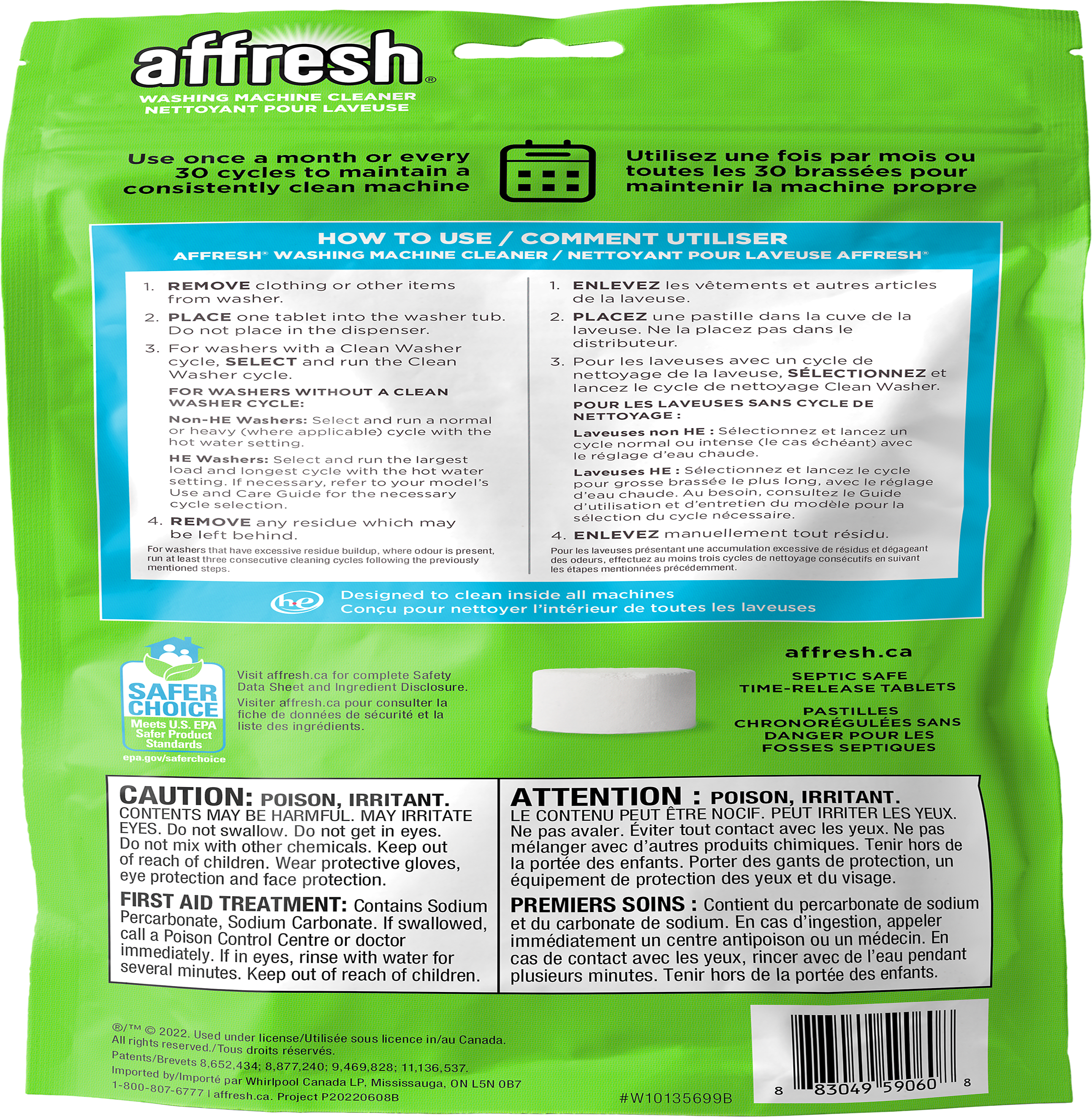 Nettoyant pour laveuse - 3 pastilles