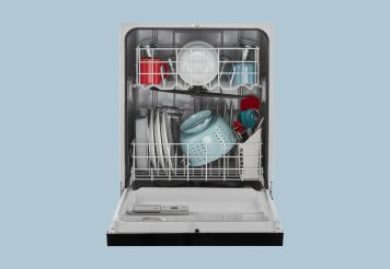 A loaded Amana® dishwasher.
