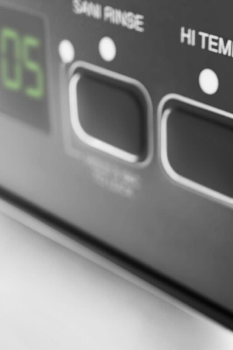 Close up on dishwasher control console Close up on dishwasher control console