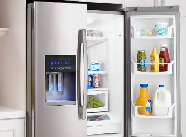 Amana® side-by-side bottom-out refrigerator