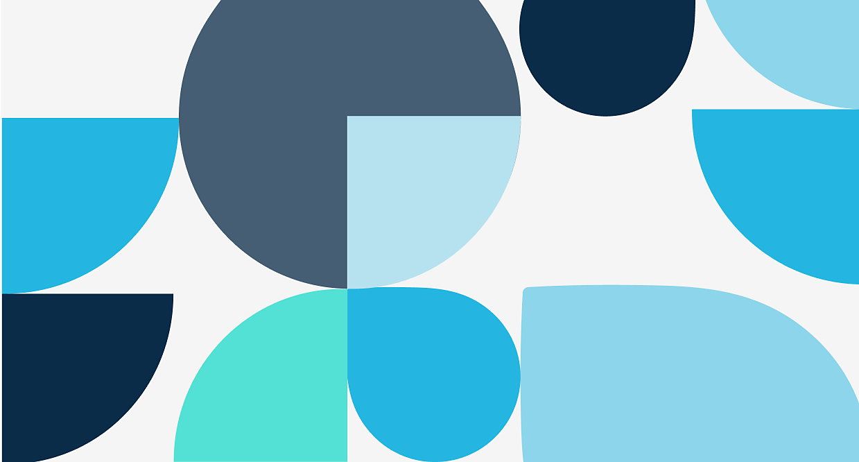 Une série de formes dans diverses tons de bleu.