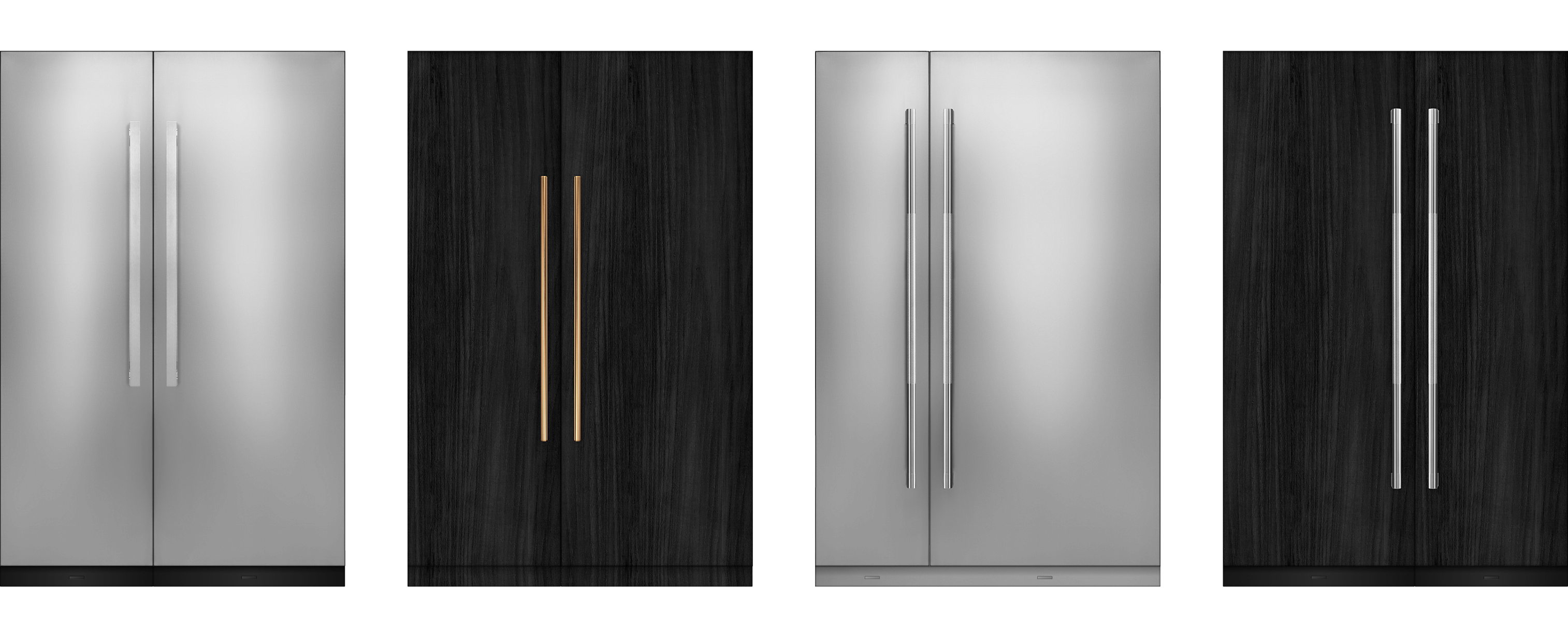 The different styles and panel options of JennAir Column Refrigerators. 