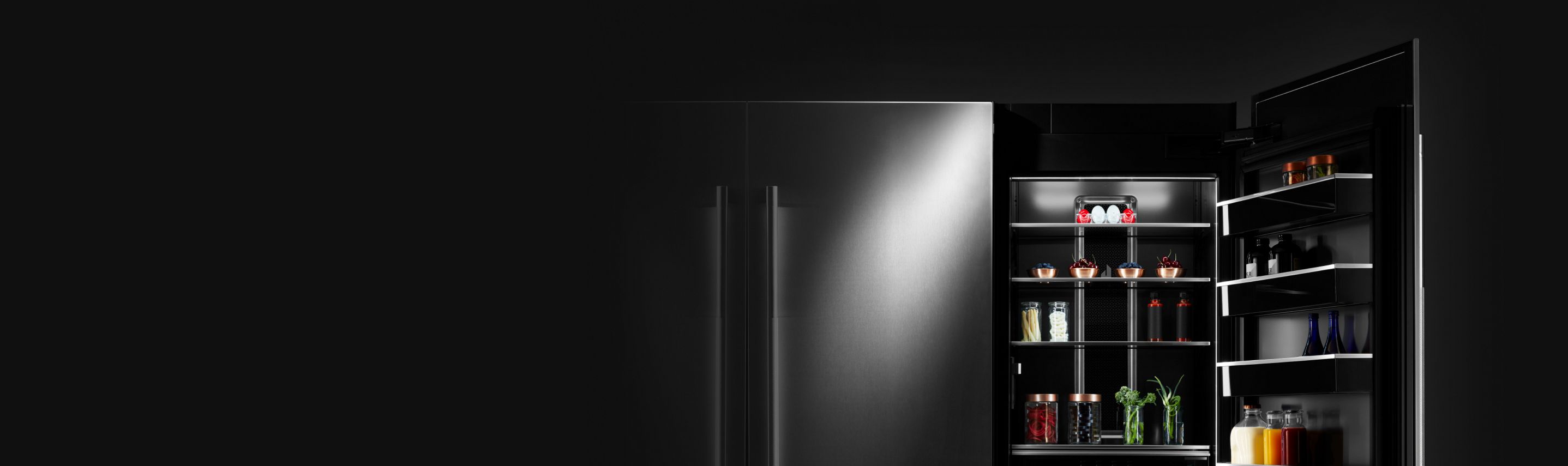 An open JennAir Column Refrigerator.