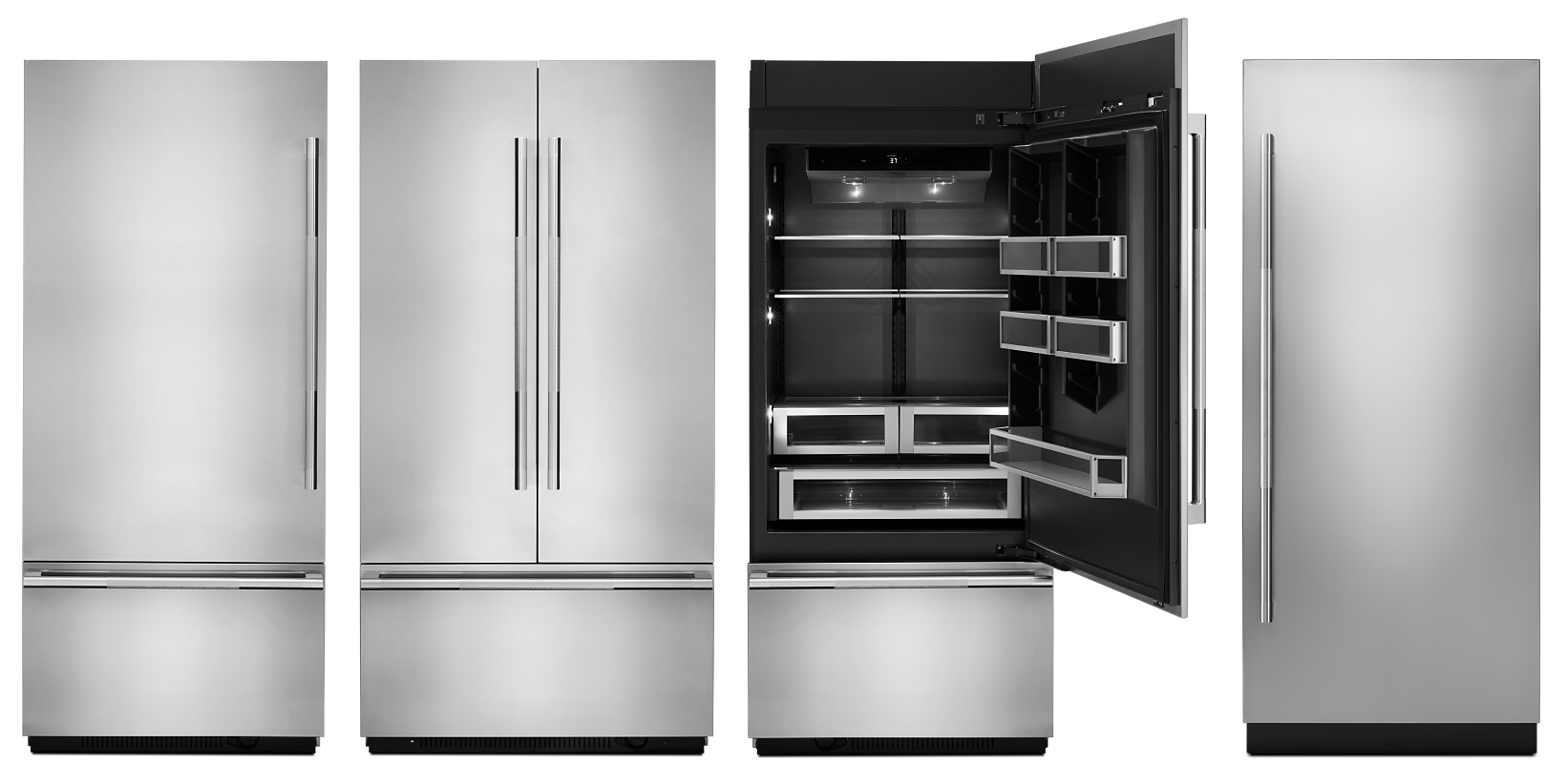  The different configurations of JennAir professional-style refrigerators. 