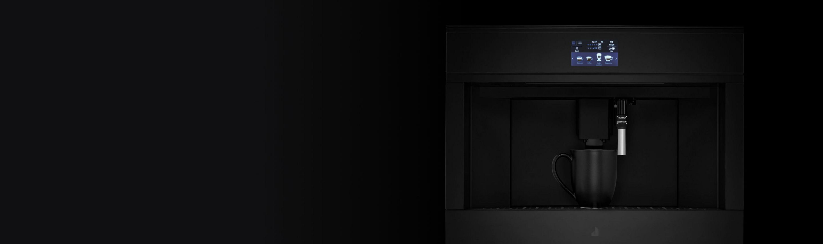 A JennAir Built-In Coffee Machine in the NOIR™ Design Expression.