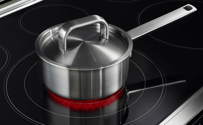 Cookware on an electric element. 