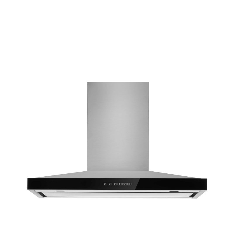 A 36-inch stainless steel canopy wall hood.