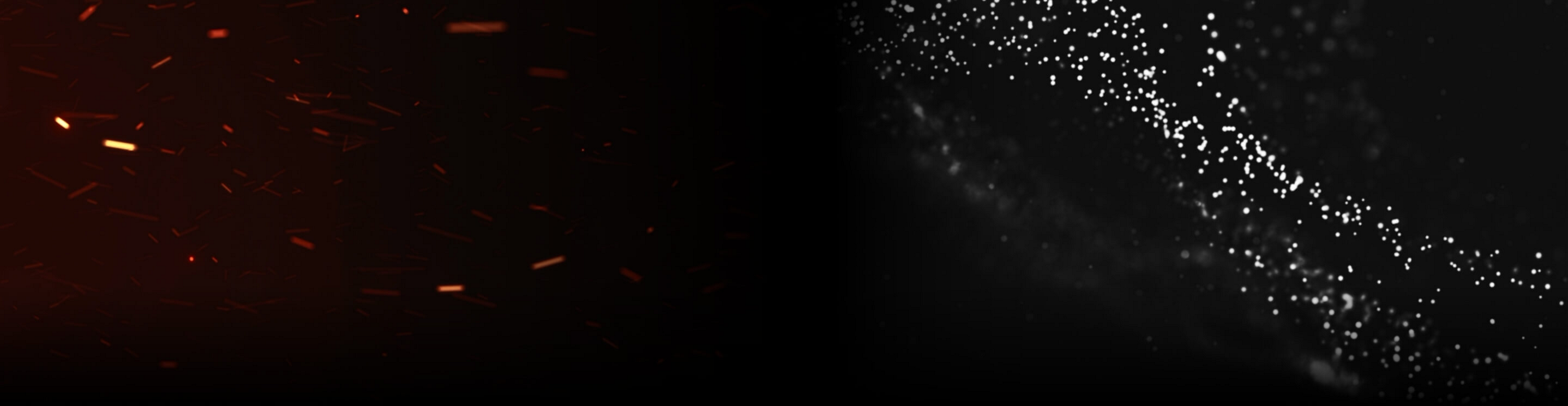 Sparks and particles on a black background.