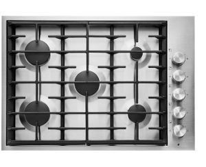 A JennAir® 30-inch gas with side knob control cooktop. 