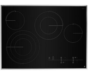 A JennAir® 30-inch radiant with tap touch cooktop pair.