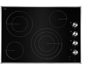 A JennAir® 30-inch radiant with knob control cooktop pair.