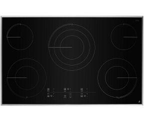 A JennAir® 36-inch radiant with tap touch cooktop pair.