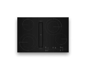 A JennAir® 4 element tap touch radiant downdraft cooktop. 