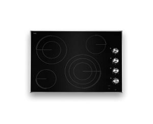 A JennAir® 4 element with knobs radiant cooktop. 
