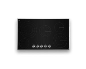 A JennAir® 5 element with knobs radiant cooktop. 