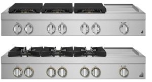 A JennAir® 48-inch rangetop with griddle pair. 