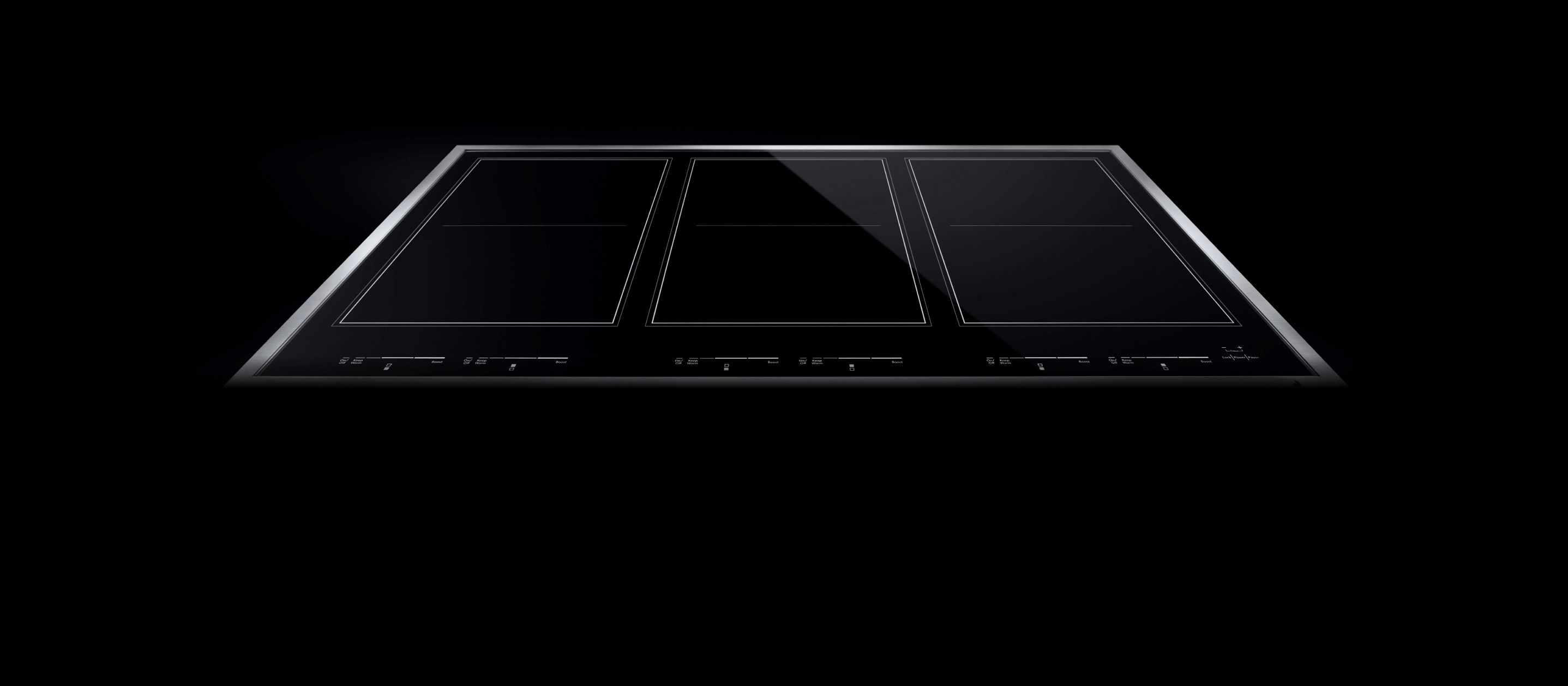A JennAir® induction cooktop with three flex zones.