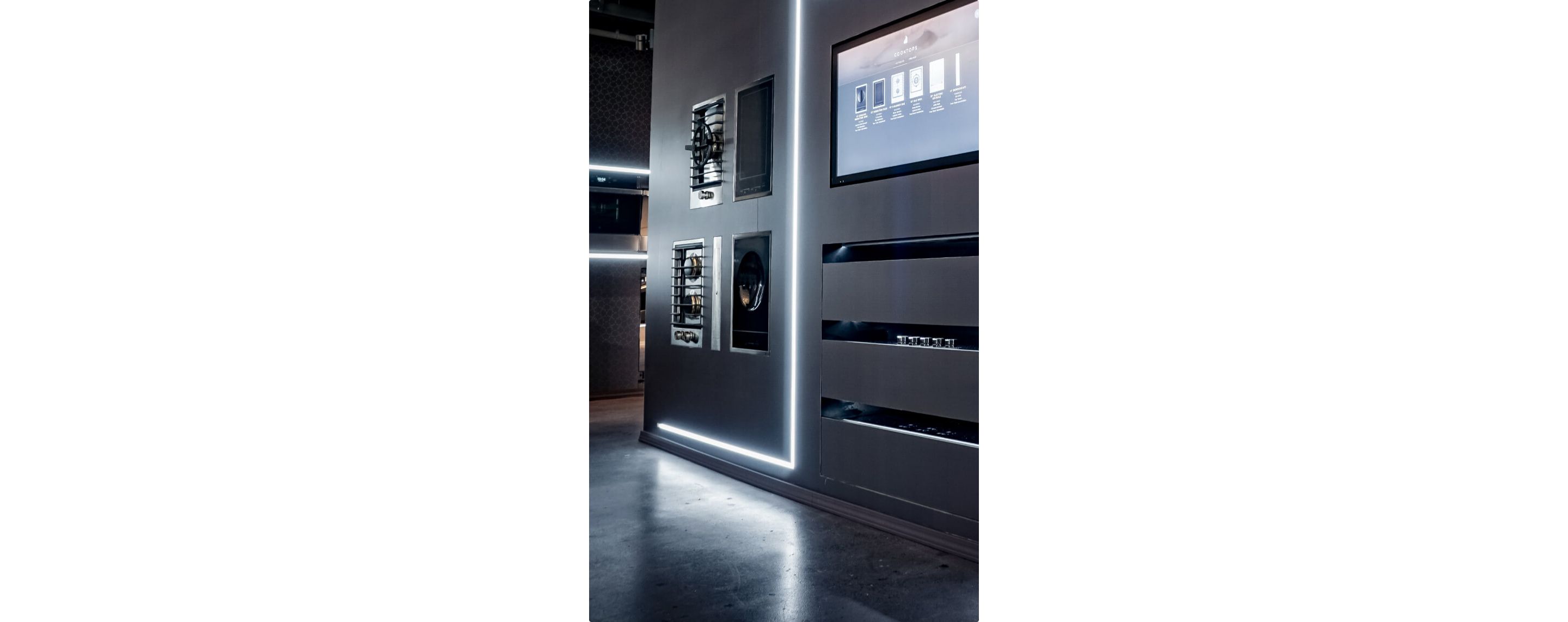 The Custom Cooktops display at a JennAir Experience Showroom.