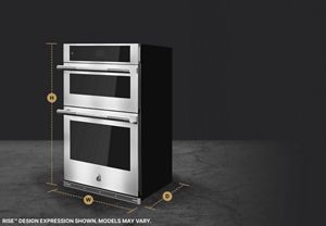 A JennAir® combination microwave and wall oven, with height, width and depth dimensions shown.