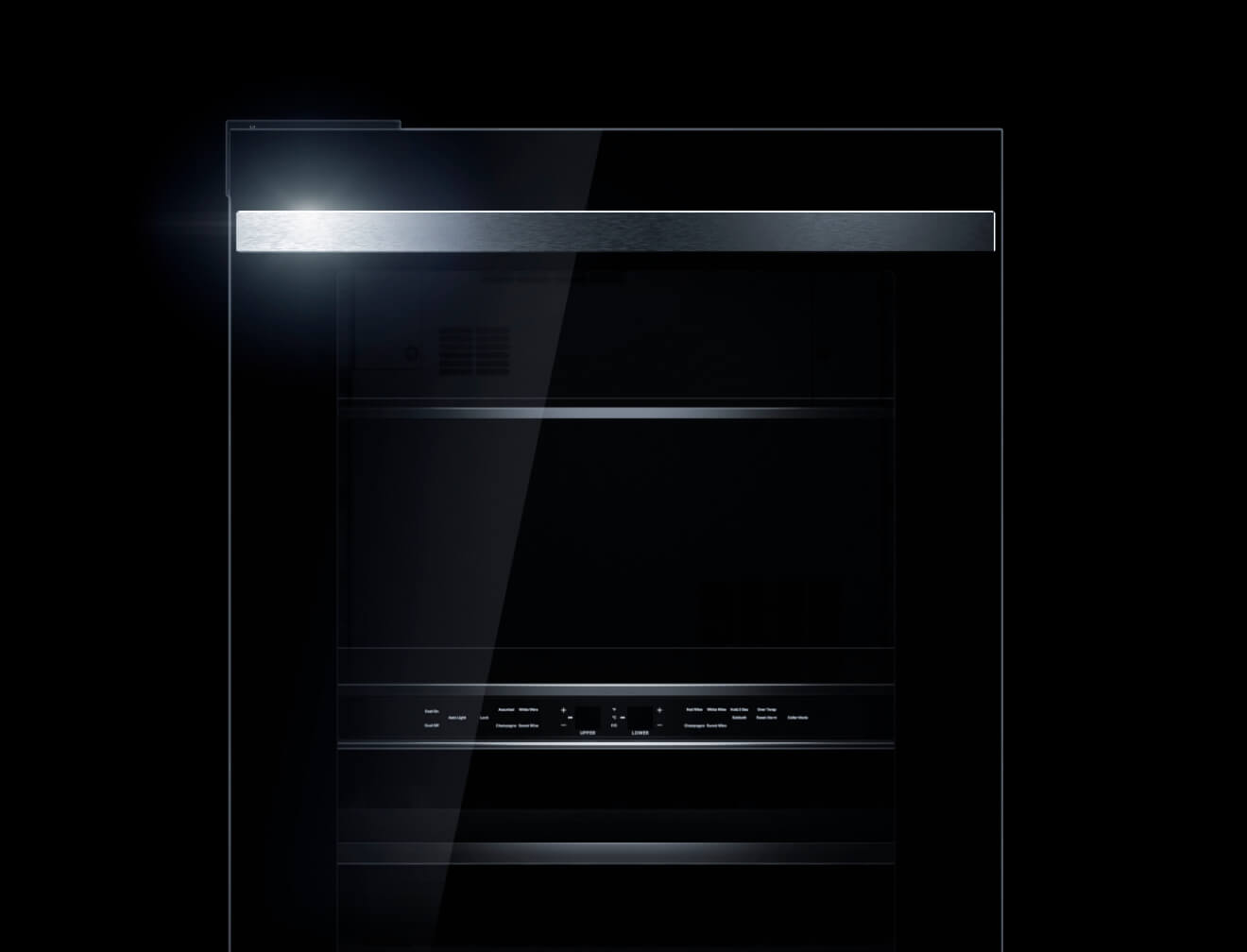 The top half of a glass-front undercounter refrigerator in the NOIR™ Design Expression.