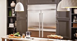Built In Stainless Steel KitchenAid Refrigerator with Double Doors