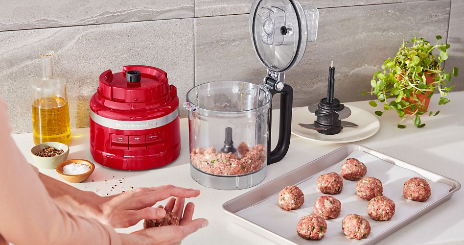 Mixing meat balls in a KitchenAid Food Processor