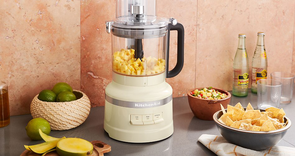 KitchenAid food processor on countertop