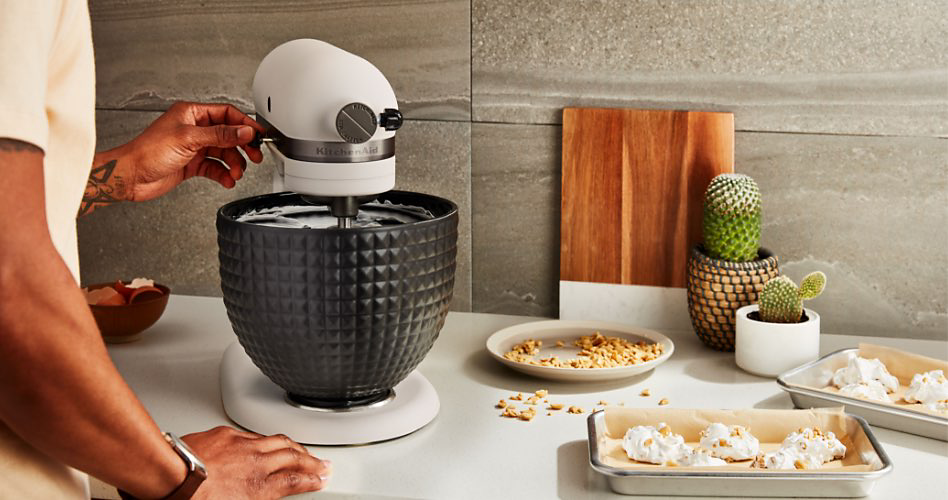 KitchenAid stand mixer with ceramic bowl