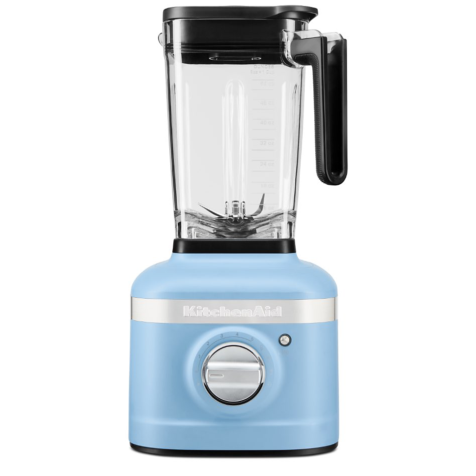 A blue KitchenAid countertop blender