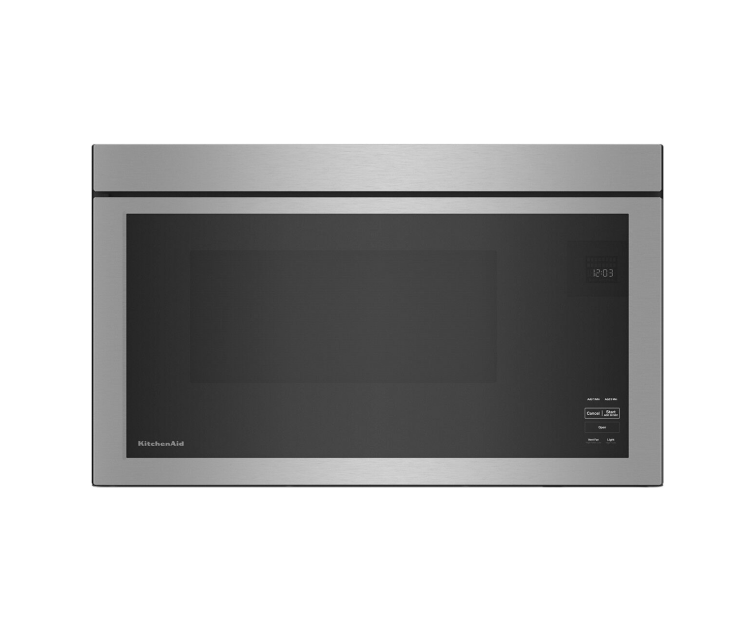 A KitchenAid® Over the Range Microwave with Flush Built-In Design.
