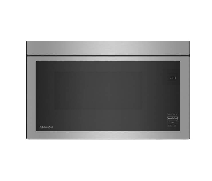 A KitchenAid® Over the Range Microwave with Flush Built-In Design.