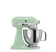 Una batidora KitchenAid color verde menta con un bowl metalico, da click explorar batidoras