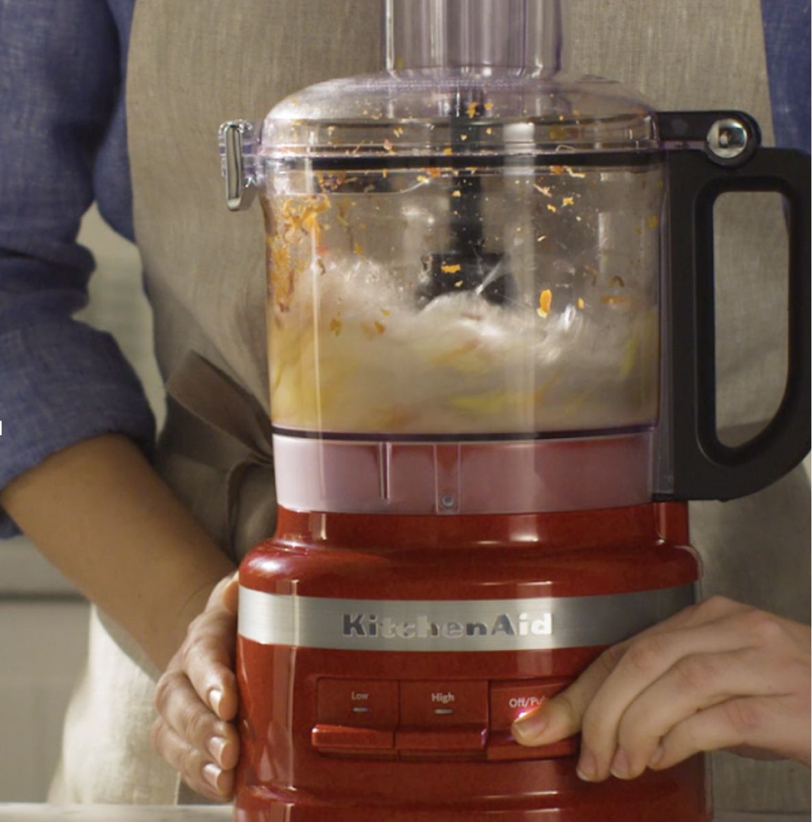 Food processor being cleaned with soapy water