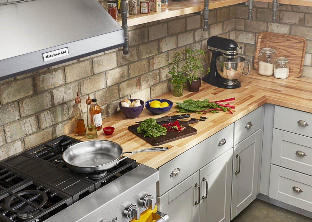 A rustic kitchen with KitchenAid® appliances