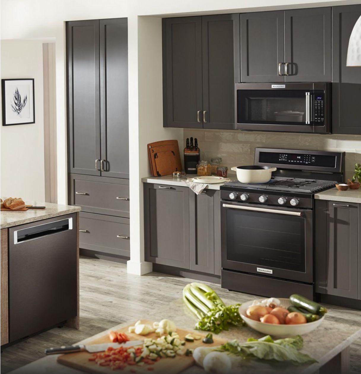 A kitchen filled with KitchenAid® appliances.