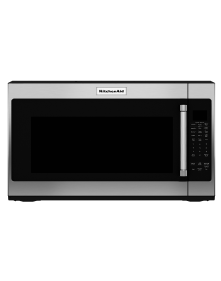 Stainless steel KitchenAid® microwave.
