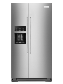 Stainless steel KitchenAid® refrigerator.