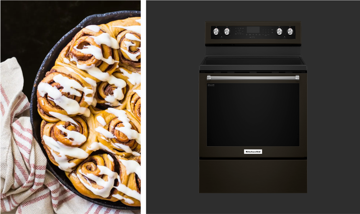 A KitchenAid® oven and pastries.