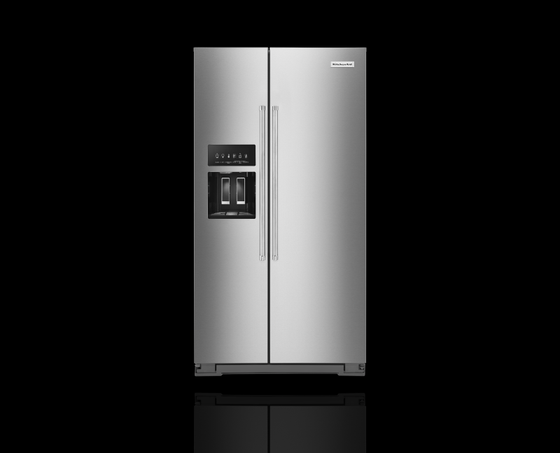 A refrigerator from KitchenAid brand.