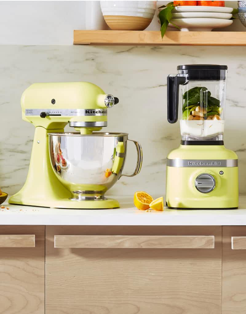 A KitchenAid® Stand Mixer and Blender in Kyoto Glow.