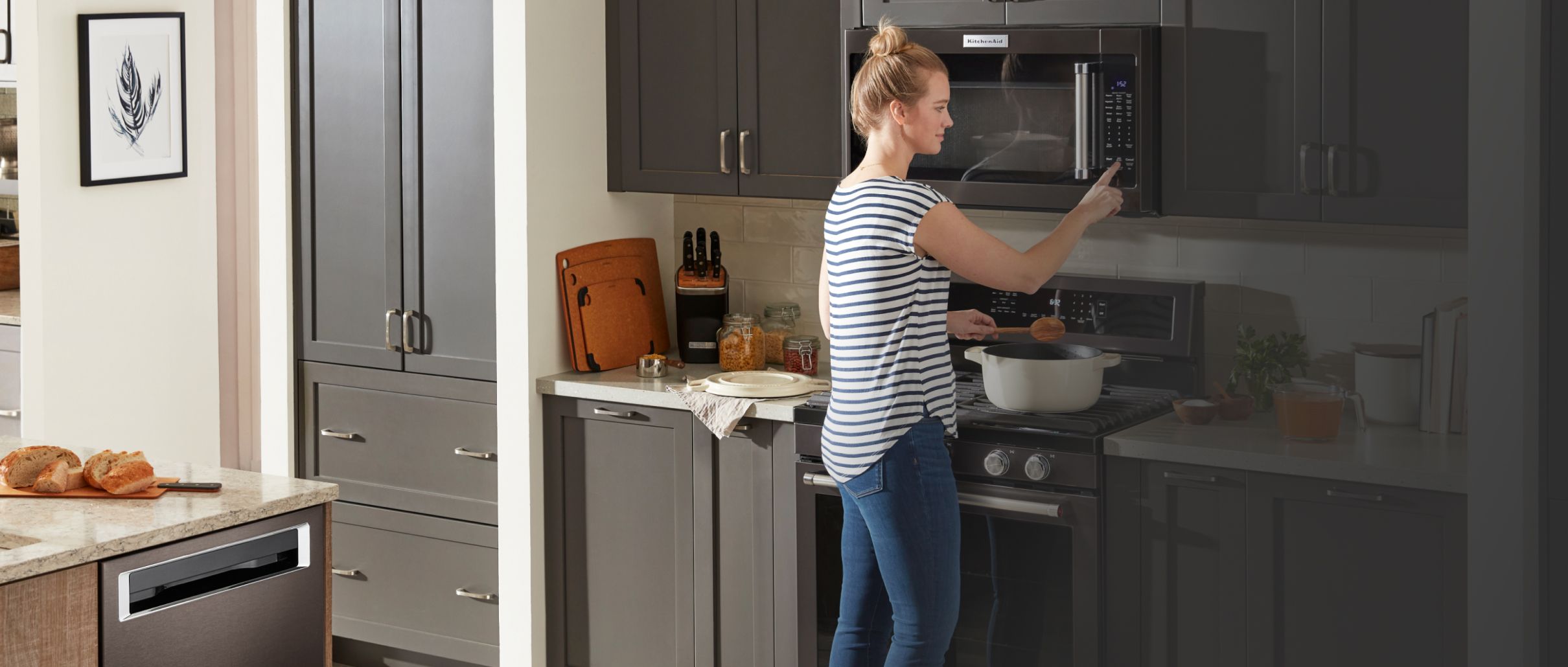 Cooking with a KitchenAid® Range and Microwave.
