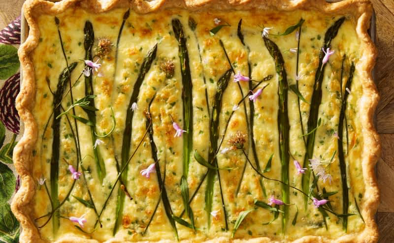 Asparagus and chive quiche.