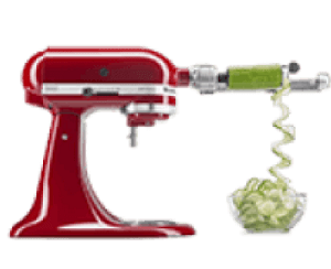 A KitchenAid® Stand Mixer with a Spiralizer Attachment.
