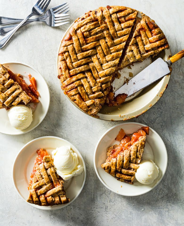 Served slices of pie.