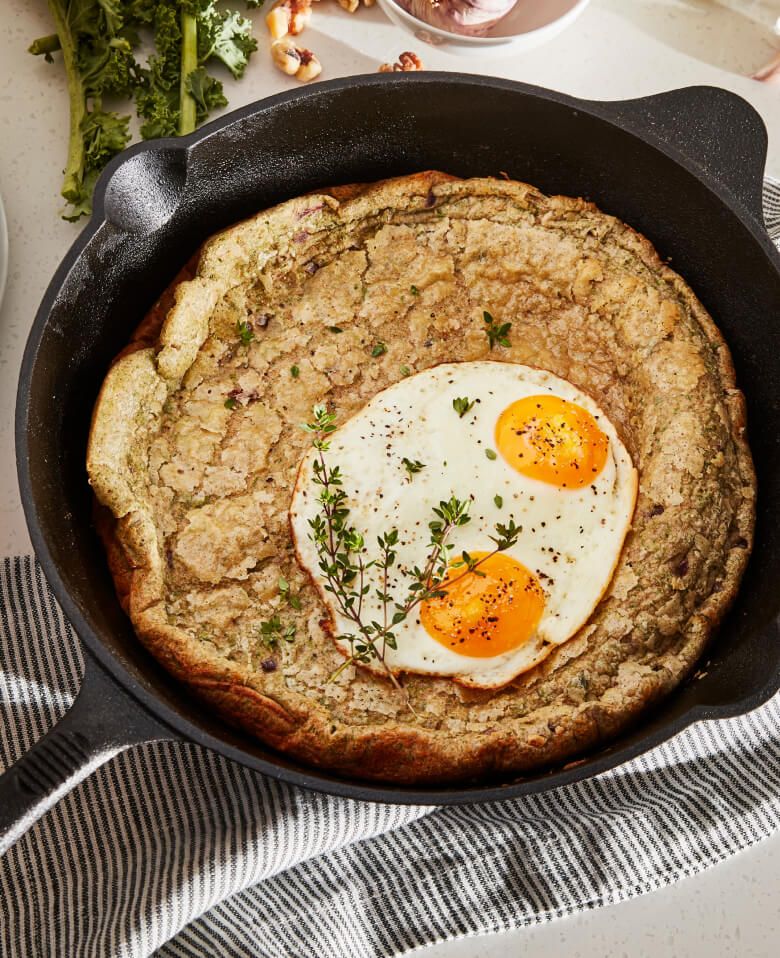 Eggs in a skillet.
