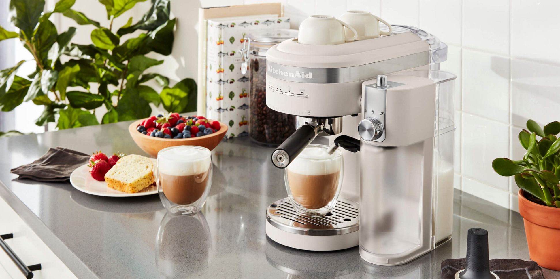 A Milkshake Semi-Automatic Espresso Machine and Automatic Milk Frother.