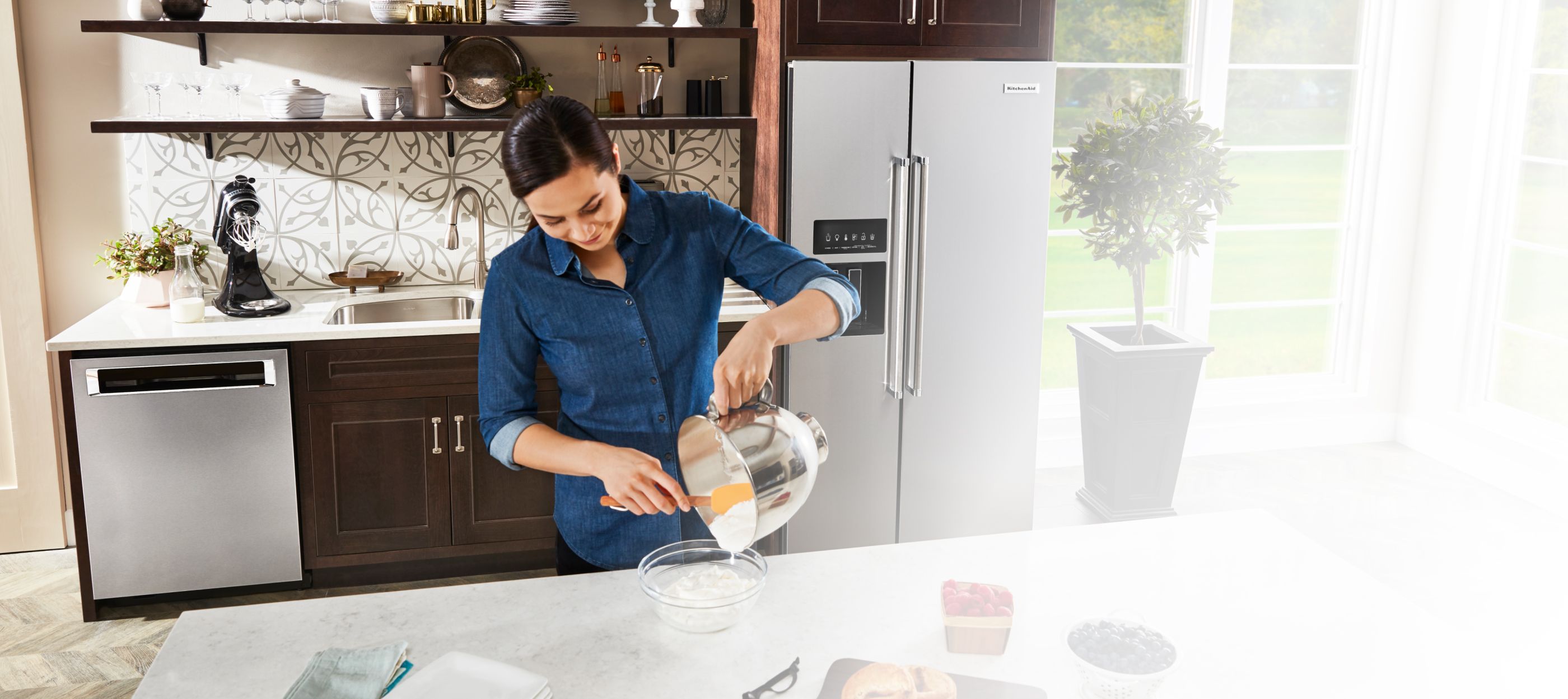 Baking in a KitchenAid® wall oven.