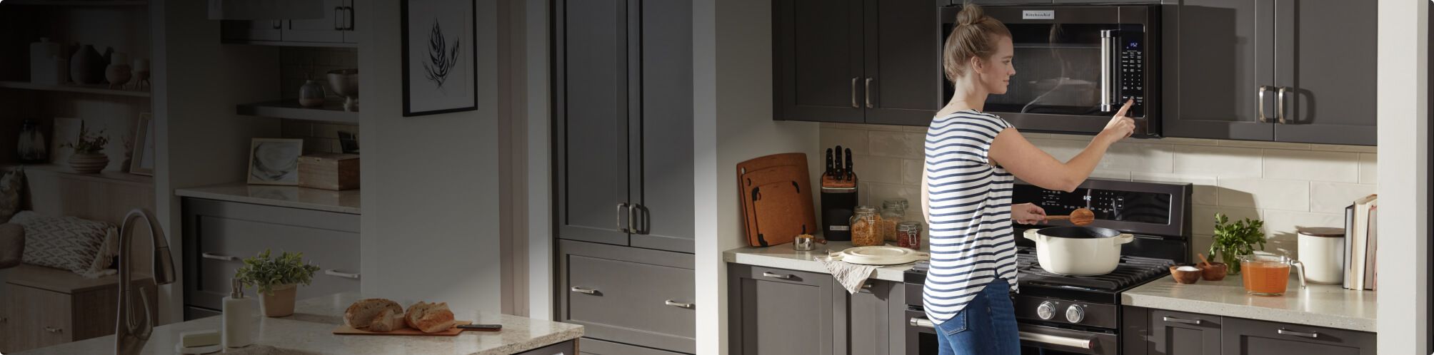 Cooking with a KitchenAid® Range and Microwave.