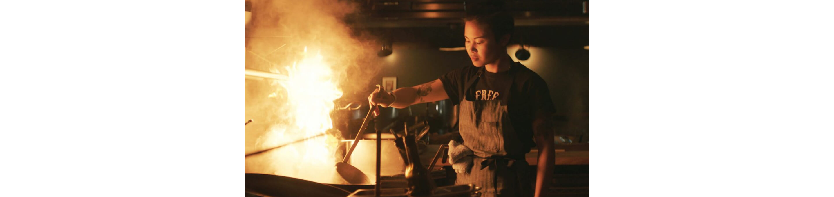 A maker passionately cooking.